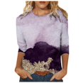 thumbnail image 1 of 2025 T-Shirt à Col Rond Manches Grande Taille Femmes Col Roulé Manches Longues Mi-Longues Femmes Printemps T-Shirt de Compression pour Femmes Hauts Imprimés Décontractés T-Shirts Simples à Manches Longues pour Femmes, 1 of 5