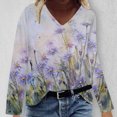 thumbnail image 2 of IROINID Chemises à Manches Longues Col en V pour Femmes Grande Taille Décontractée Ample Imprimée Blouse, Blanc, 2 of 5