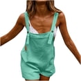 thumbnail image 1 of Womens Casual Summer Overalls Adjustable Straps Cotton Linen Shortalls Solid Shorts Jumpsuits Rompers with Pockets, 1 of 4