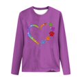 thumbnail image 4 of Pisexur Hauts d'Automne pour Femmes Mode Mignon Cœur Graphique Imprimé T-Shirt Hauts Col Rond Manches Longues Chemises pour Femmes Habillées Décontractées Sorties Hauts Confort Polyvalent Léger T-Shirts, 4 of 5