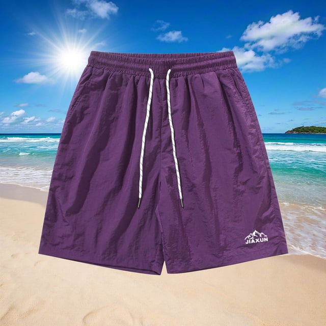 Styesk Mens Shorts Men Solid Color Casual Fashion Loose Drawstring Pockets Exercise Beach Shorts Pants