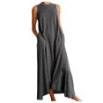 thumbnail image 2 of Robes Maxi pour Femmes 2023 Décontractées Mode Femme Été Sans Manches Décontractées à Col Rond Robes Robe de Couleur Unie Robes de Soirée pour Femmes Élégantes et Chic en Liquidation, 2 of 4