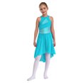 thumbnail image 1 of RUNQHUI Kids Girls Sleeveless Shiny Rhinestone Ruched Ballet Leotard Dress Lyrical Modern Contemporary Ballroom Light blue 10, 1 of 7