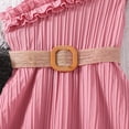thumbnail image 4 of ZHUASHUM Girl Dress Cute Children Spring Summer Strap Ruffles Solid Color Sleeveless Casual Dress With Belt Pink,4-5 Years, 4 of 6