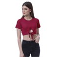 thumbnail image 1 of Moomaya T-Shirt Court à Nœud devant pour Femmes, Manches Courtes, Col Rond, Haut Noué, 1 of 7