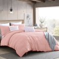 thumbnail image 4 of Swift Home Moselle Ensemble housse de couette texturée 100 % coton, Grand lit, Rose, 4 of 5