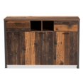 thumbnail image 3 of Baxton Studio Ranger Brown Finished Wood and Grey Metal 3-Door Sideboard Buffet, 3 of 9