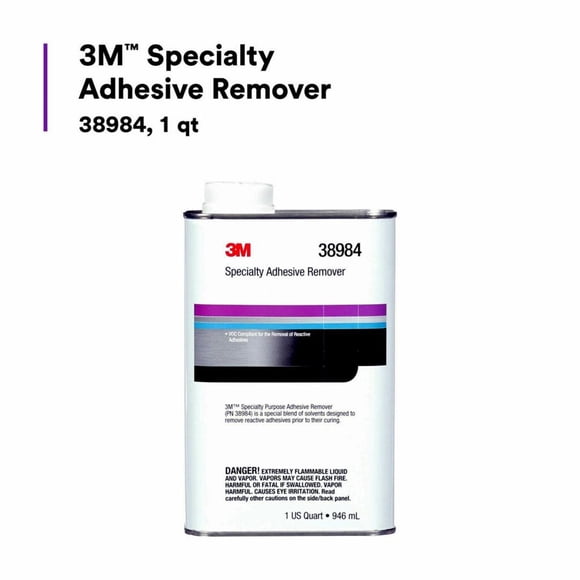 Dissolvant Adhésif 3 m 38984 à Utiliser pour Enlever les Adhésifs Réactifs de Divers Substats; Boîte de 1 Quart; Simple