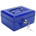 thumbnail image 2 of Cash Box, Safe Box Wth Key Security Lock Box Lock Case, For Home Office Blue, 2 of 8