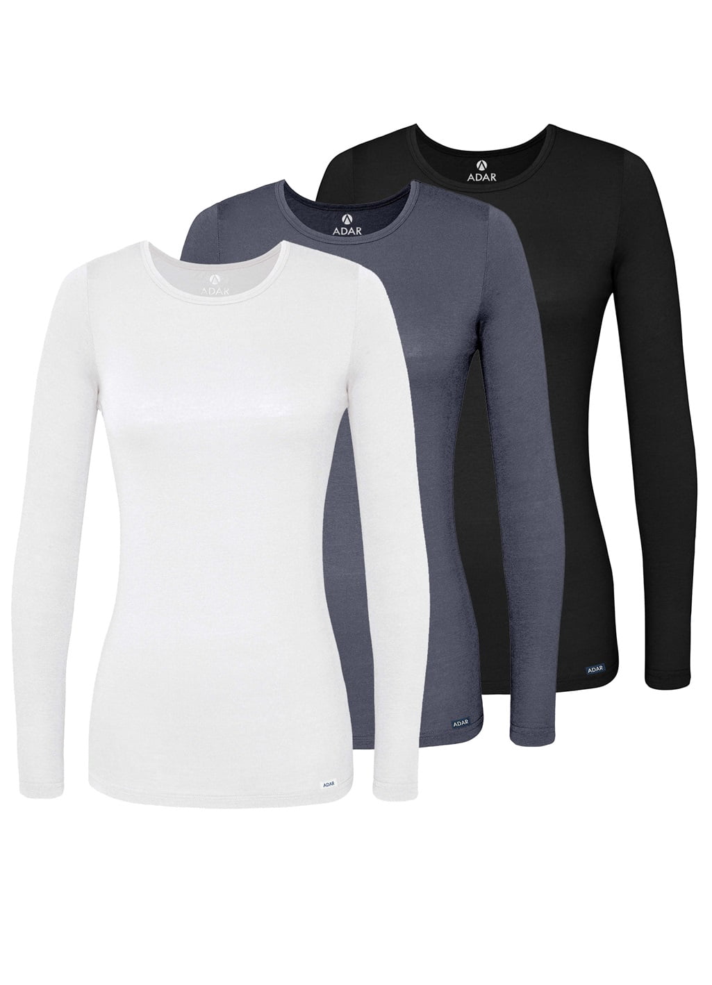 Adar sous-Couches pour Femmes Multicolores, Lot de 3 - T-Shirt de sous-Couche à Manches Longues Confortable