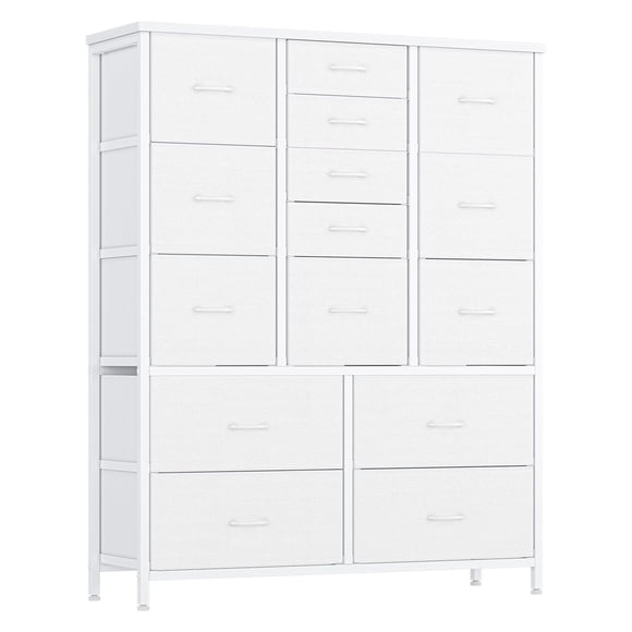 AKDSteel 15 Drawers Dresser for Bedroom, Tall Dresser & Chests of Drawers, Space-Saving Fabric Storage Dressers for Closet, Hallway, Living Room