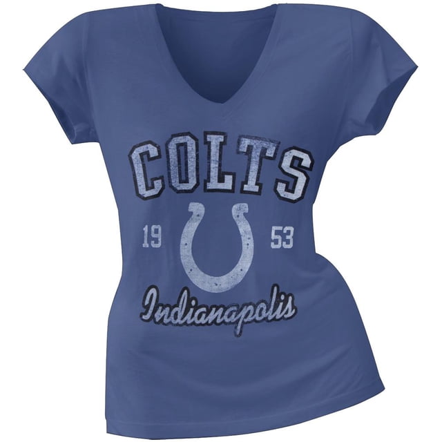 Indianapolis Colts - T-Shirt Premium à Col en V pour Juniors avec Logo Flanker