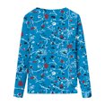 thumbnail image 4 of Pompotops Femmes Dames Col Rond Hauts Amples Décontractés T-Shirts Imprimés Blouse à Manches Longues en Solde, 4 of 5