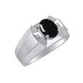 thumbnail image 3 of RYLOS Men's Rings Sterling Silver Rings Classic Designer  9X7MM Oval Gemstone &  Diamond Ring Cabochon Onyx October Birthstone Ring Size 13, 3 of 7