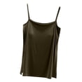 thumbnail image 2 of Tank Tops Women, Womens Solid Color Slit with Chest Pad Thin Style for Inner and Outer Wear Sleeveless Back Top Round Neck Camisole, 2 of 5