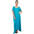 thumbnail image 1 of Bimba Robe Maxi pour Femme à Ourlet Asymétrique Turquoise avec Poches Brun avec Foulard-14, 1 of 6