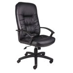 Boss Office Products Chaise haute arrière en cuir en noir