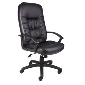 Boss Office Products Chaise haute arrière en cuir en noir