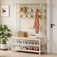 thumbnail image 2 of Garvee Industrial 3-Tier Hall Tree with Bench, 39.9" Coat Rack & Shoe Storage for Entryway, Hallway, Living Room, 2 of 10