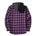 thumbnail image 4 of aohooy Flannel Mens Jacket - Trendy Casual Button Down Plaid Long Sleeve Fall Jackets Shacket with Pockets Purple,L, 4 of 5