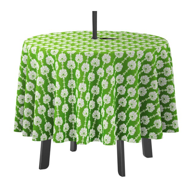 Vargottam Indoor/OutdoorRoundTablecloth 58 pouces avec trou de parapluie & Zip, imperméable à l'eau TableCloth, TableCovers pour la table arrière -vert clair