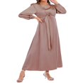 thumbnail image 3 of Femmes Automne Midi Robe à Manches Longues Noeud devant Robe en Satin, 3 of 7