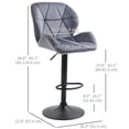 thumbnail image 3 of HOMCOM Tabouret de Bar Ensemble de 2 Chaises de Comptoir en Tissu à Hauteur Réglable Gris, 3 of 10