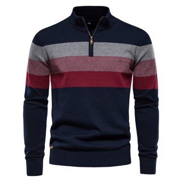 Ketyyh-chn99 Men's Cardigan Sweater Pockets 2023 Autumn/winter New Open Stand Collar Zipper Casual Comfortable Men's Sweater Navy,S