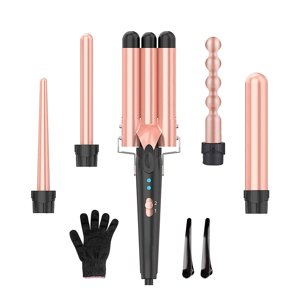 5 in 1 Curling Iron, Curling Wand Set with 5 Interchangeable Ceramic Curling Wands, Instant Heat Up, Suitable for All Hair Types
