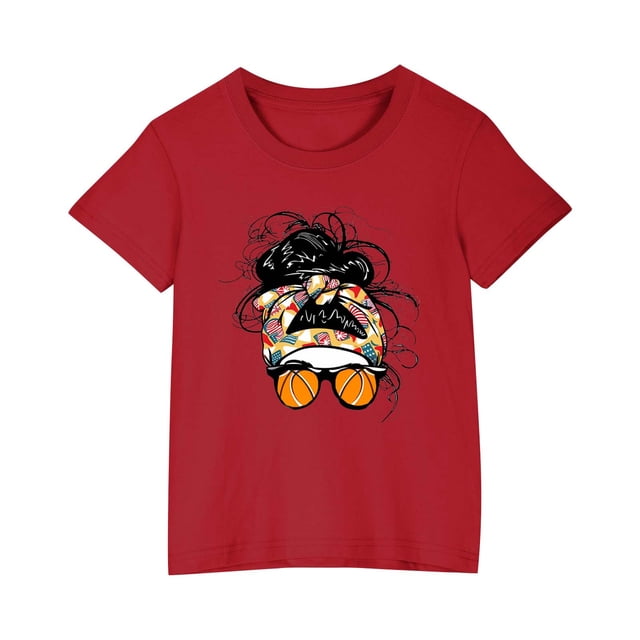 Économies d'Été! SROBPTY T-Shirts à Manches Courtes pour Tout-Petits, T-Shirt Mode à Col Rond Imprimé pour Garçons et Filles Tout-Petits, Haut à Manches Courtes Rouge, 3 Ans