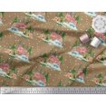 thumbnail image 2 of Soimoi Moss Georgette Fabric House,Snowfall & Tree Nature Printed Fabric 1 Yard 42 Inch Wide, 2 of 3