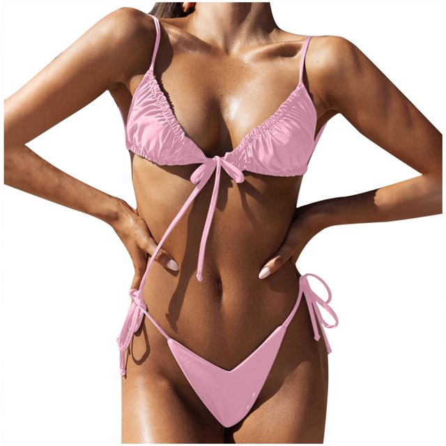 RKSTN Maillot de Bain pour Femmes Ensemble Bikini Mode Maillot de Bain Deux Pièces Rembourré Maillot de Bain Uni Tenue de Plage Mode Décontractée Maillot de Bain pour Femmes