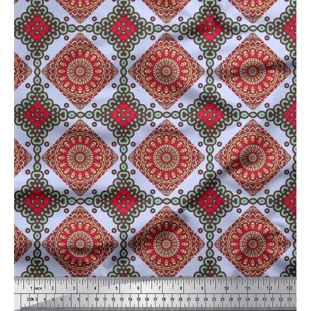 Soimoi Rayon Fabric Floral Mandala Fabric Prints by Yard 56 Inch Wide