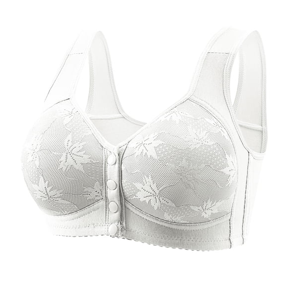 Xdegoge Supportive Bras Large Bust Front Closure Supportive Bras Large Bust No Underwire Wireless Seamless Bras White M