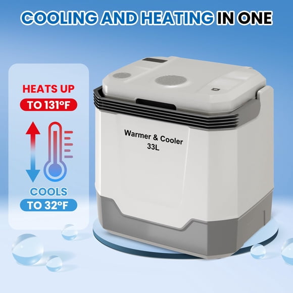 QinaQin Refroidisseur et Réchauffeur Électriques Portatifs de 35 Pintes avec Poignée à Verrouillage Automatique, 12 V et 110 V