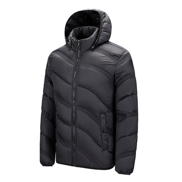 Pisexur Manteau Matelassé pour Homme à Fermeture Éclair, à Capuche, Manteaux d'Hiver pour Hommes, Décontracté, Couleur Unie, Vestes Gonflées, Chaud, Manches Longues, Doudoune, Grande Taille, Manteau Léger avec Poches, M-5TG