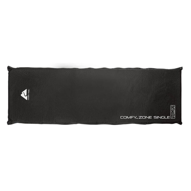 Ozark Trail Tapis de Camping Autogonflant Noir avec Housse en polyester et Mousse de Polyuréthane Haute Densité, Tapis Rectangulaire de 1,9 Po d'Épaisseur Conçu pour un Équipement de Camping Léger et compact, Idéal pour Dormir dans l'Arrière-pays et pour le Repos en Plein Air.
