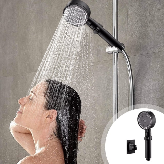 High-Pressure Handheld Showerhead with 8 Spray Modes for Hard Water - Easy One-Hand Operation for Elderly and Children - Universal Fit for Home Gym or Bath
