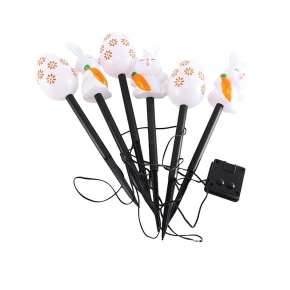 A 6 Piece Set Led Solar Lights Easter Bunny Carrot Egg Garden Decorative Outdoor Courtyard Floor Stake Lights Multicolor Plastic Size A Envelope Shipment Eligible