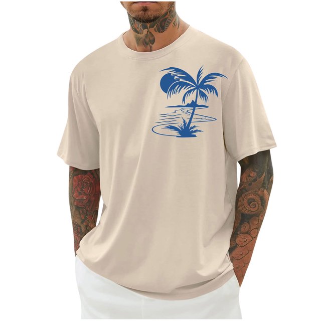SDNall Shorts pour Hommes Imprimé Col Rond Mode Décontractée Manches Courtes Blouses Chemises Chemises pour Hommes, Tee-Shirts Manches Longues pour Hommes, Chemises Manches Longues pour Hommes