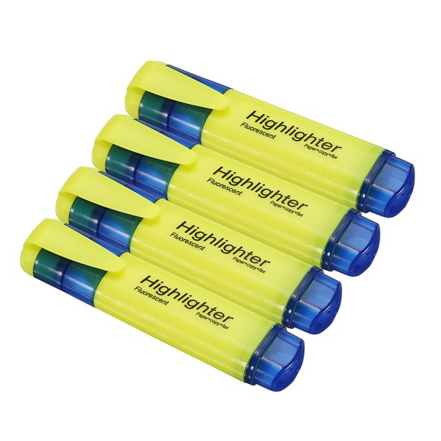 Unique Bargains Highlighters with Broad Tip, Yellow, 4 Count, 4 Pack