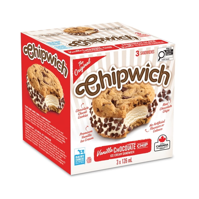 The Original Chipwich Ice Cream Sandwich, 3x126ml, Chocolate Chip, 3x126ml