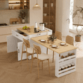 thumbnail image 4 of Homy Casa 82.7" Rolling Kitchen Island with Extendable Dining Table, Power Outlet, 2 Drawers & Storage, White, 4 of 12