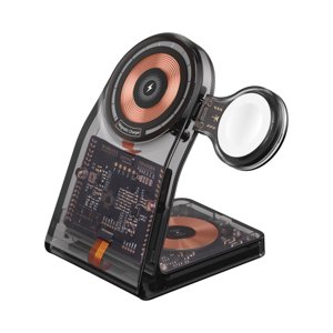 Chargeur de téléphone sans fil Magnétique Trois en un station de recharge rapide, 15W pour téléphone 5W pour casque et 3W pour la conception de modules transparents avec chargeur de montres amovible