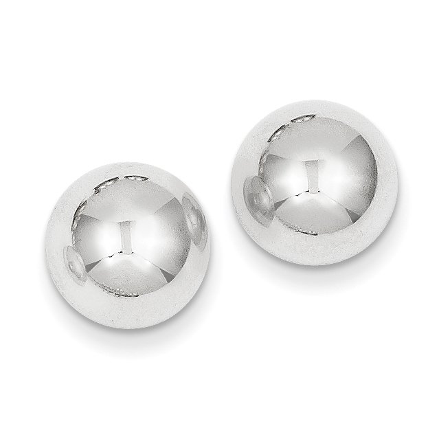 14k White Gold 10mm Half Ball Post Earrings H969