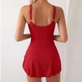 thumbnail image 2 of Women's One Piece Swimsuit Solid Color Bathing Suit with Side Slit & Shirring, Tummy Control Swim Dress for Resort, 2 of 4