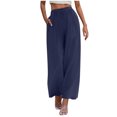 thumbnail image 1 of Summer Clearance 2025! Womens Plus Size Pants,Woman Fashion Solid Color Elastic Waist Drawstring Pocket Long Pants, 1 of 5