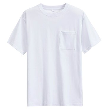 Posijego T-Shirts en Coton pour Hommes Grande Taille T-Shirts à Manches Courtes pour Hommes avec Poche T-Shirts Unis Chemises Décontractées d'Été