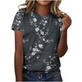 thumbnail image 1 of Pisexur Hauts d'Été pour Femmes, Blouses Habillées Décontractées pour Femmes, Hauts à la Mode pour Femmes, Chandail Décontracté Imprimé à Manches Courtes Col Rond, Grande Taille pour Femmes Multicolore, S, 1 of 1