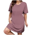 thumbnail image 1 of Timegard Robes pour Femmes Grande Taille Col Rond Manches Courtes Décontractées Couleur Unie Amples Confortables Robes, 1 of 5